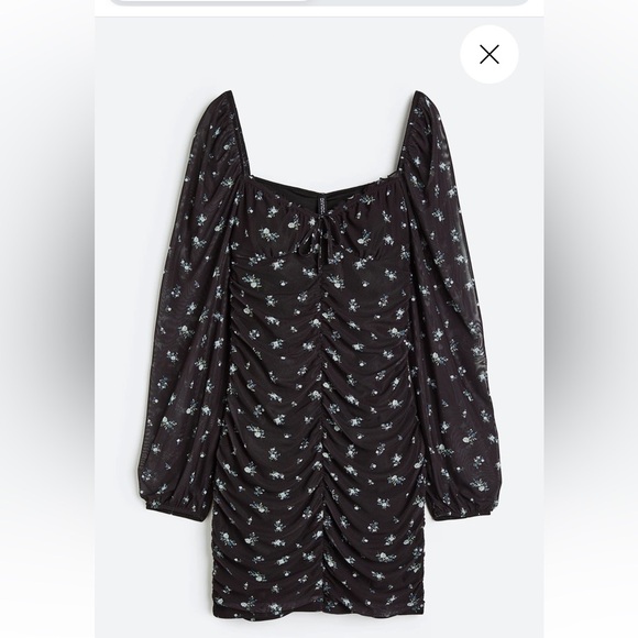 H&M Black Dress with White Floral Design - Picture 2 of 7